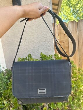 BURBERRY Vintage Black Plaid Crossbody Bag